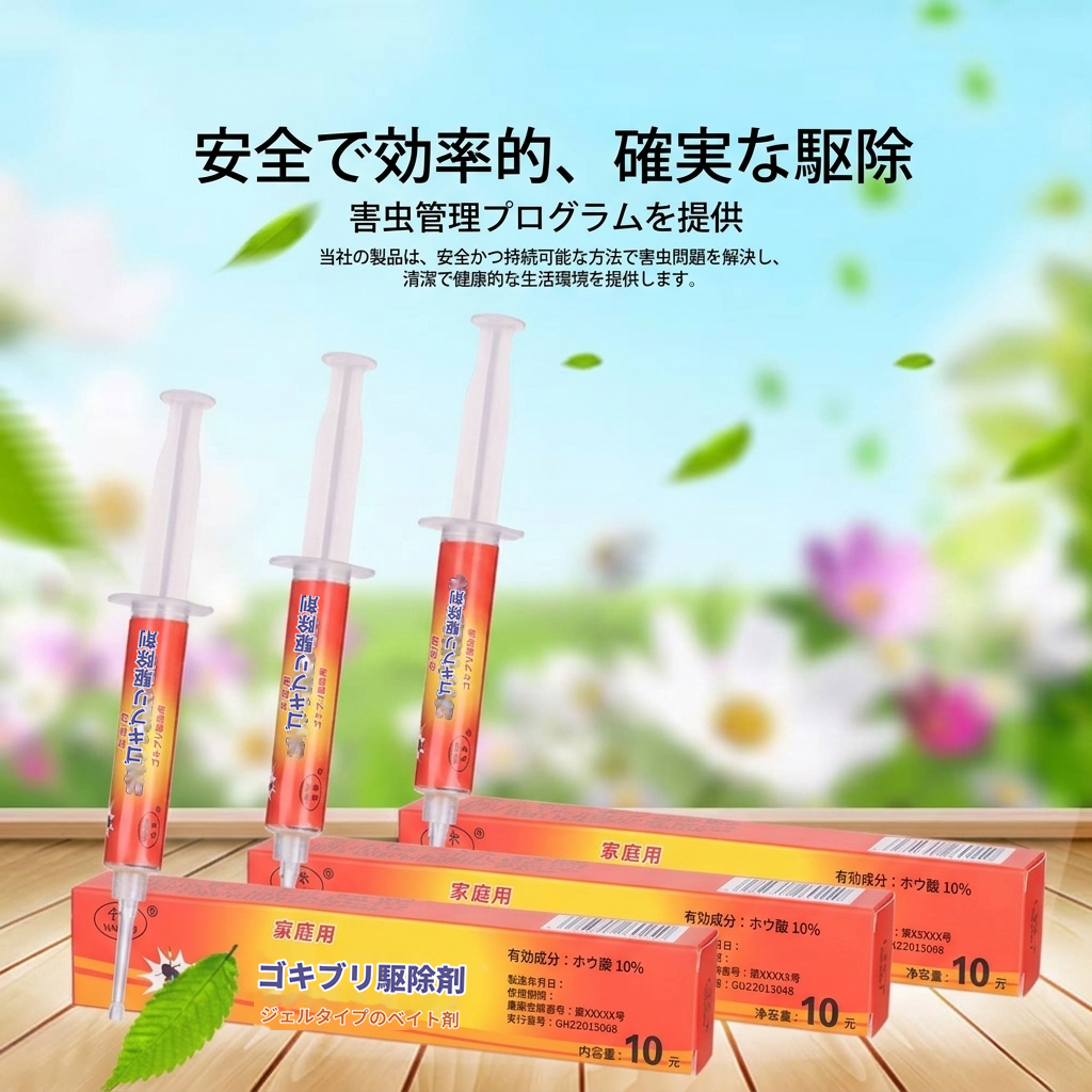 ゴキブリ駆除剤 ジェル 10g｜ホウ酸配合 置くだけ 細ノズル付き 家庭用ベイト剤