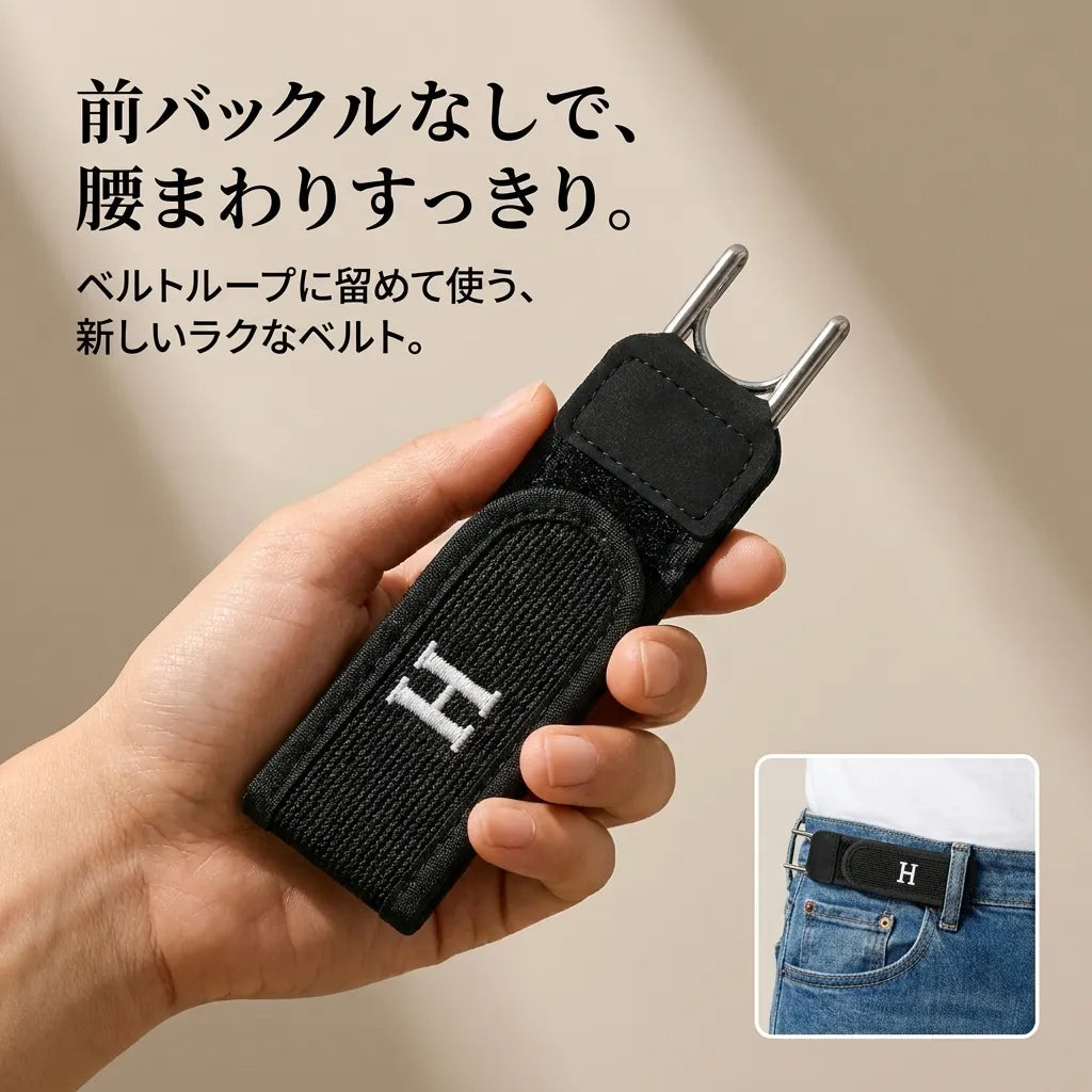 PISUKA ノーバックルベルト｜前バックルなしで腰まわりすっきり