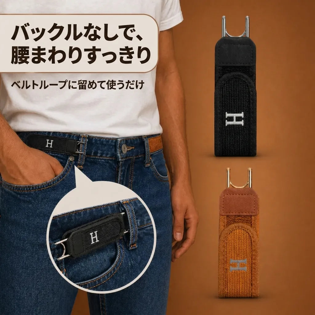 PISUKA ノーバックルベルト｜前バックルなしで腰まわりすっきり