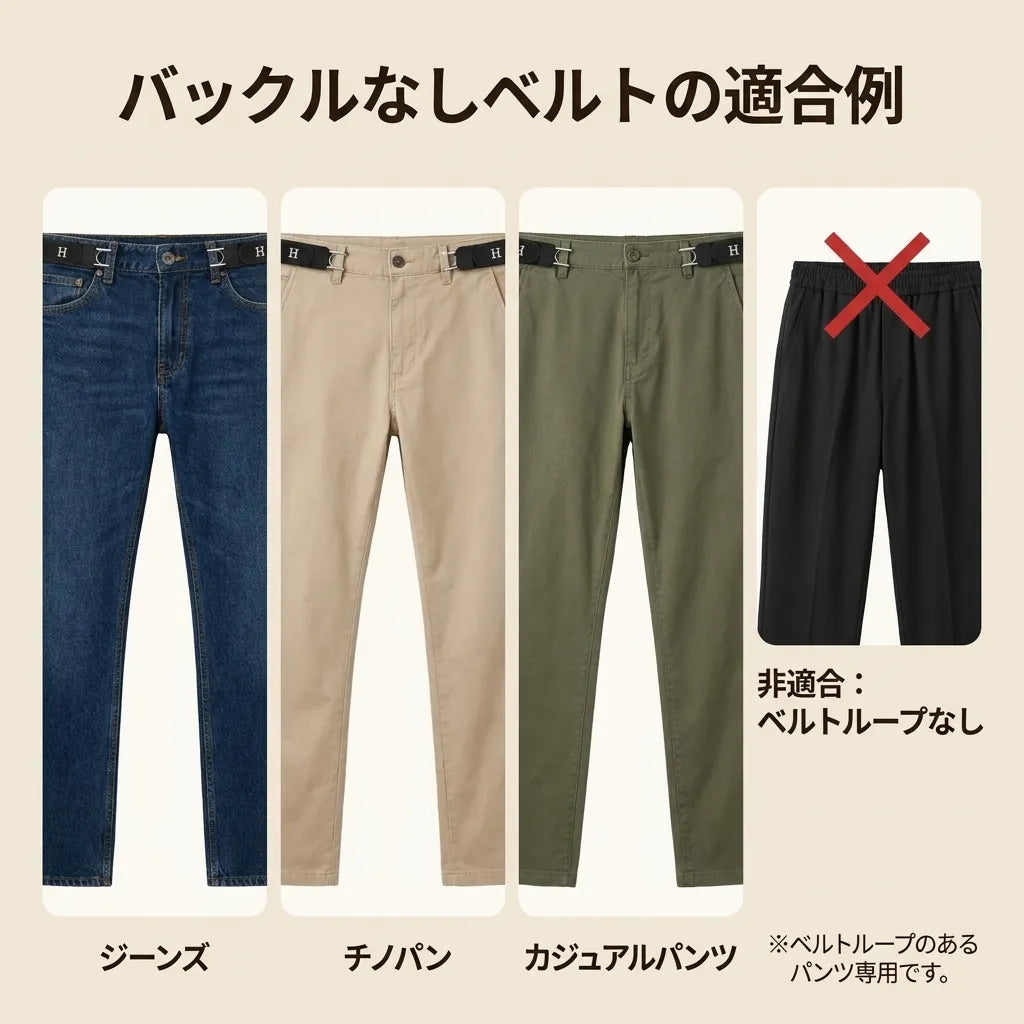 PISUKA ノーバックルベルト｜前バックルなしで腰まわりすっきり